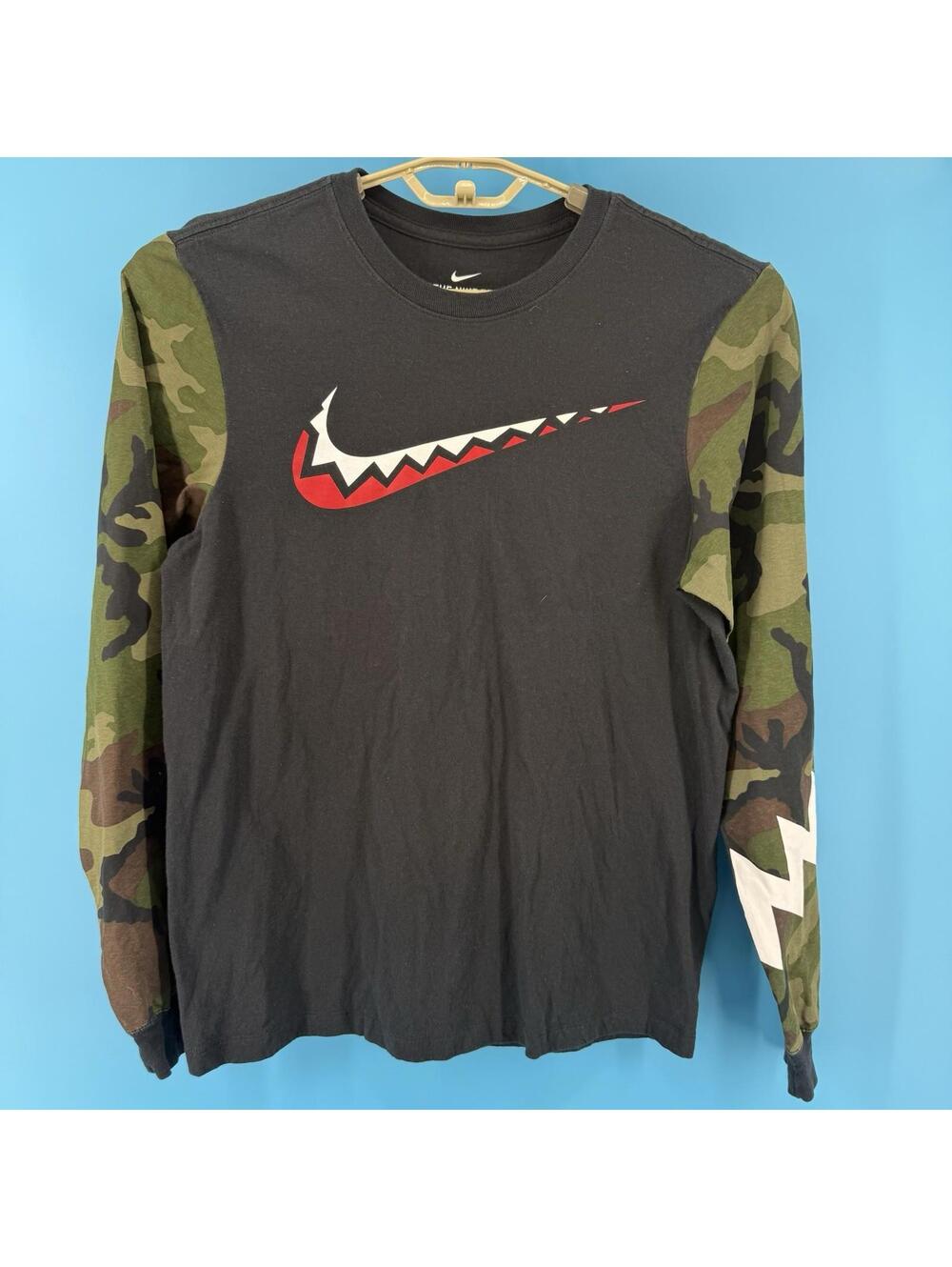 Nike DNA Mens Small Black Camo Sleeve Basketball Long Sleeve Shirt